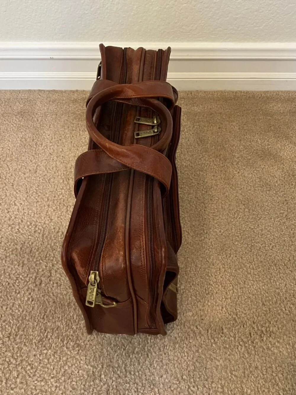 Vintage Full-Grain Leather Executive Briefcase – Rich Brown – Fits Laptop – Time